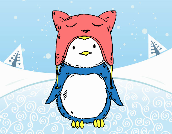 Pingüino con gorrito divertido