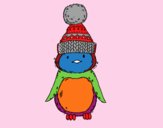 Pingüino con gorro de invierno