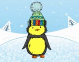 Pingüino con gorro de invierno