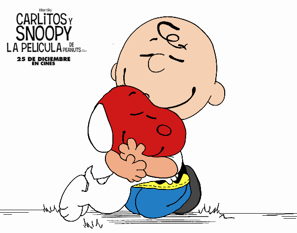 Snoopy y Carlitos abrazados