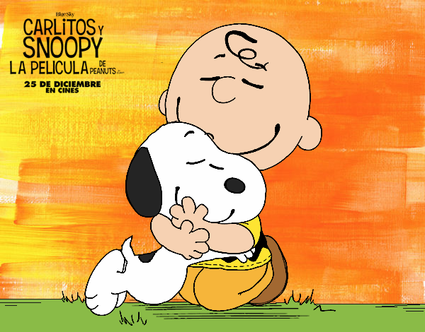 Snoopy y Carlitos abrazados