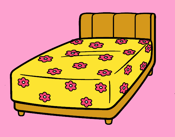 cama cómoda con flores