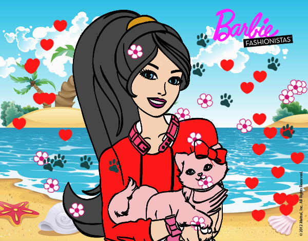 Barbie con su linda gatita