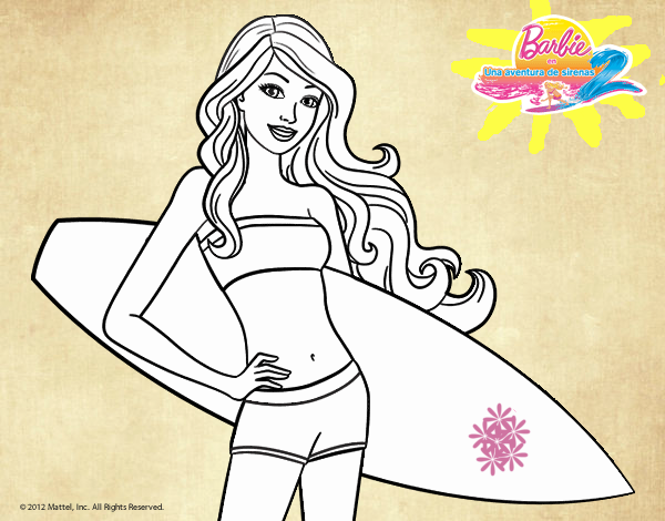 Barbie con tabla de surf