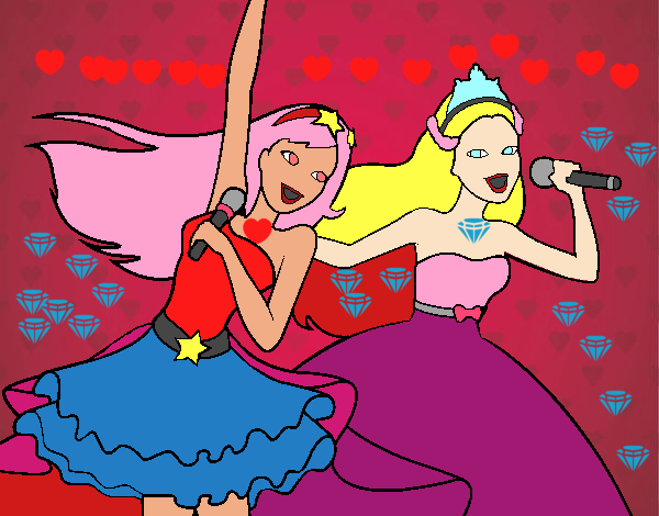 Barbie y la princesa cantando