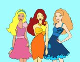 Barbie y sus amigas vestidas de fiesta