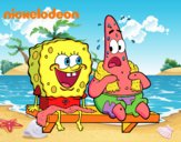 Bob Esponja y Patricio en bañador