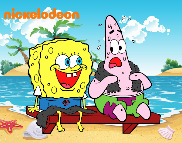 Bob Esponja y Patricio en bañador