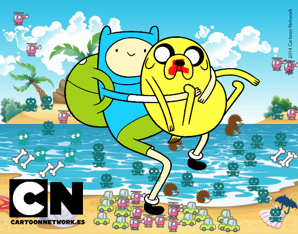 Finn y Jake abrazados