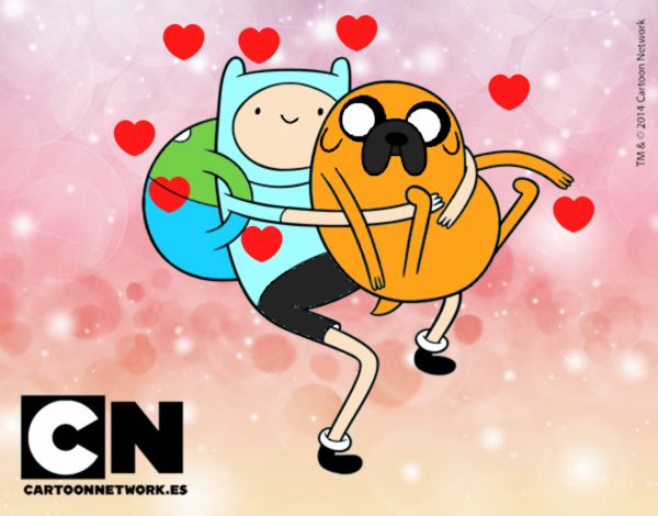 Finn y Jake abrazados