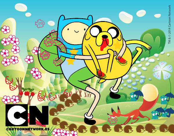 Finn y Jake abrazados