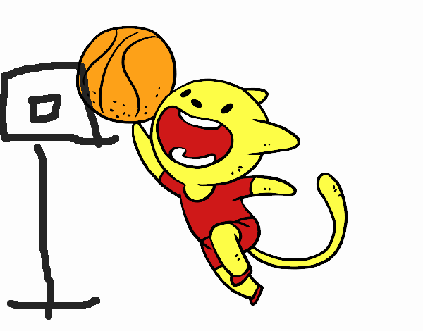 Gato jugando a baloncesto