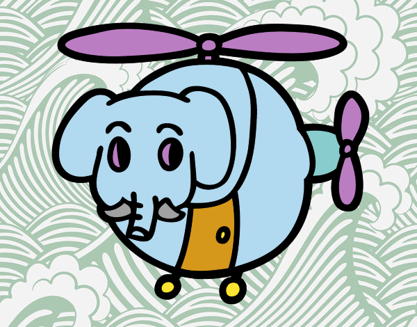 Helióptero con elefante