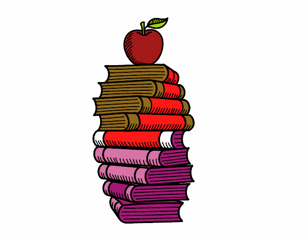 Libros y manzana