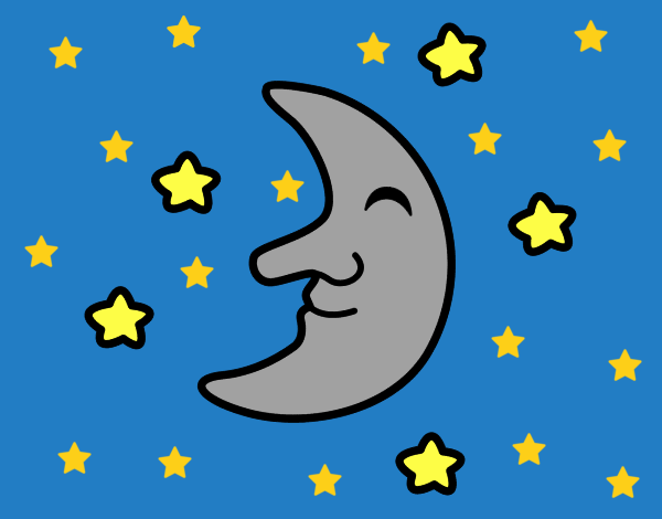 Luna con estrellas