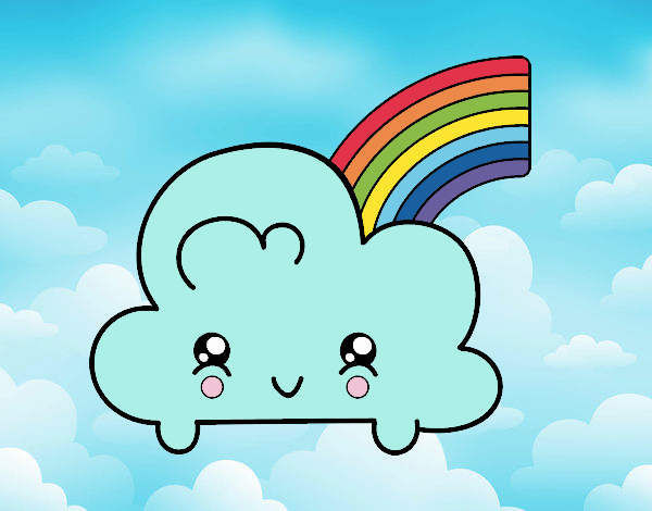 Nube con arco iris kawaii