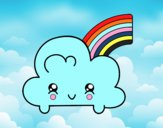 Nube con arco iris kawaii