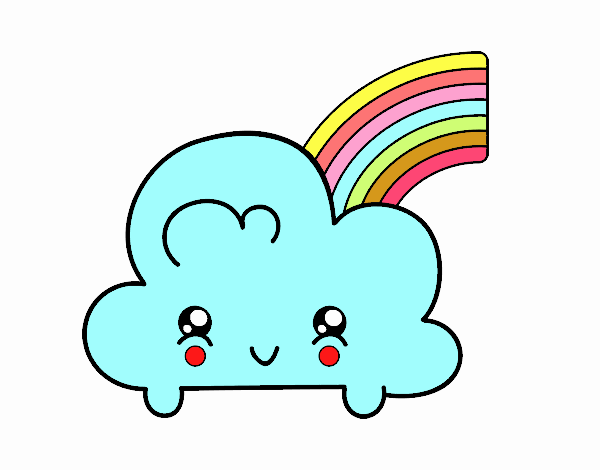 Nube con arco iris kawaii