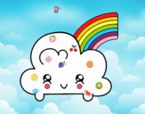 Nube con arco iris kawaii