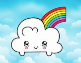 Nube con arco iris kawaii