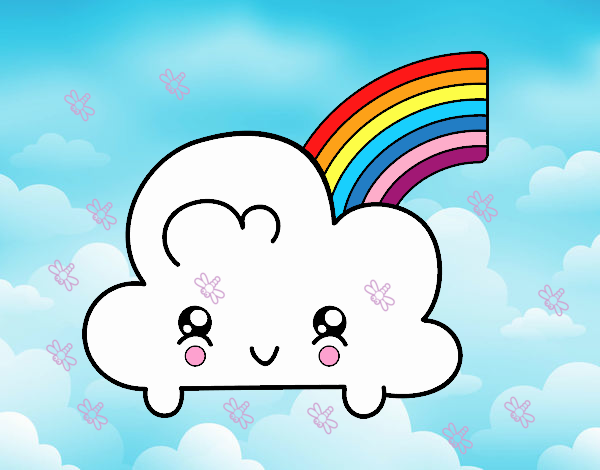 Nube con arco iris kawaii