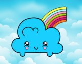 Nube con arco iris kawaii