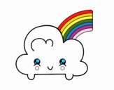 Nube con arco iris kawaii