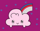 Nube con arco iris kawaii