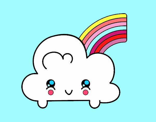 Nube con arco iris kawaii