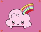 Nube con arco iris kawaii