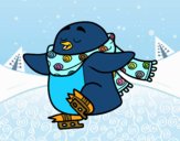 Pingüino patinando sobre hielo