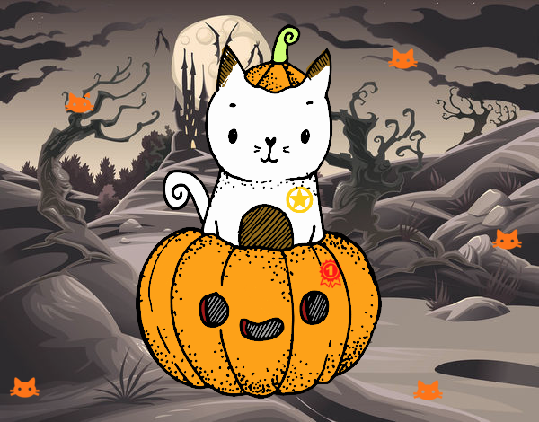 Un gatito de Halloween