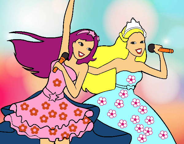 Barbie y la princesa cantando