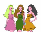 Barbie y sus amigas vestidas de fiesta