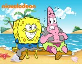 Bob Esponja y Patricio en bañador