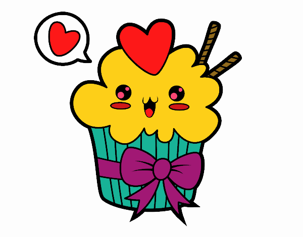 Cupcake kawaii con lazo