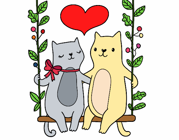 Dibujo de gatos enamorados pintado por en  el día 22-08-20 a las  14:26:05. Imprime, pinta o colorea tus propios dibujos!