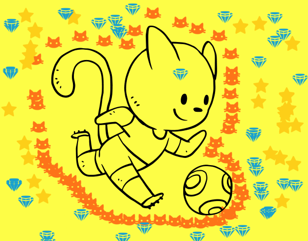 Gato jugando a fútbol