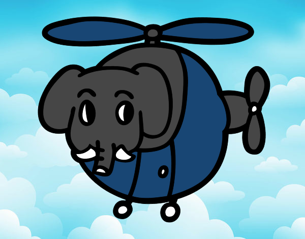 Helióptero con elefante