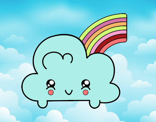 Nube con arco iris kawaii