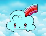 Nube con arco iris kawaii