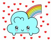 Nube con arco iris kawaii