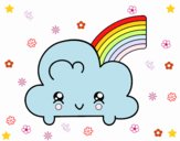 Nube con arco iris kawaii