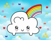 Nube con arco iris kawaii