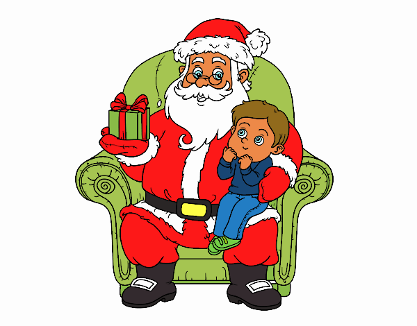 Papá Noel y niño en Navidad