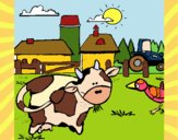 Vaca en la granja