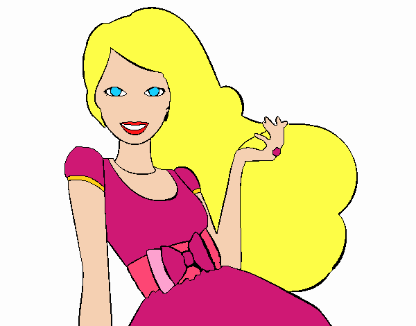 Barbie con su vestido con lazo