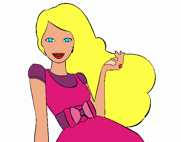 Barbie con su vestido con lazo