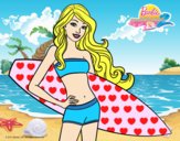 Barbie con tabla de surf