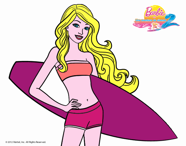 Barbie con tabla de surf